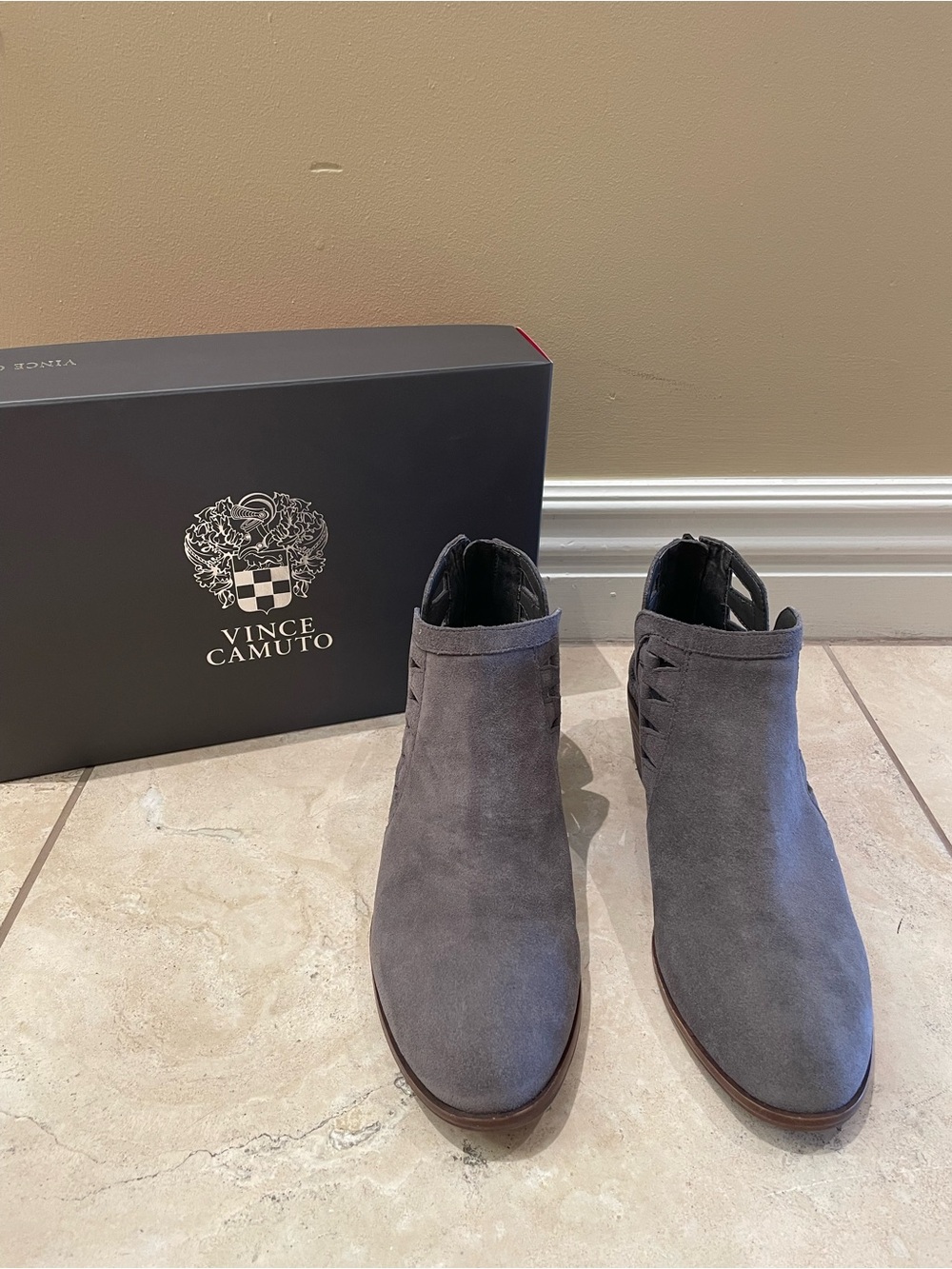 Vince Camuto Gray Suede Ankle Boots